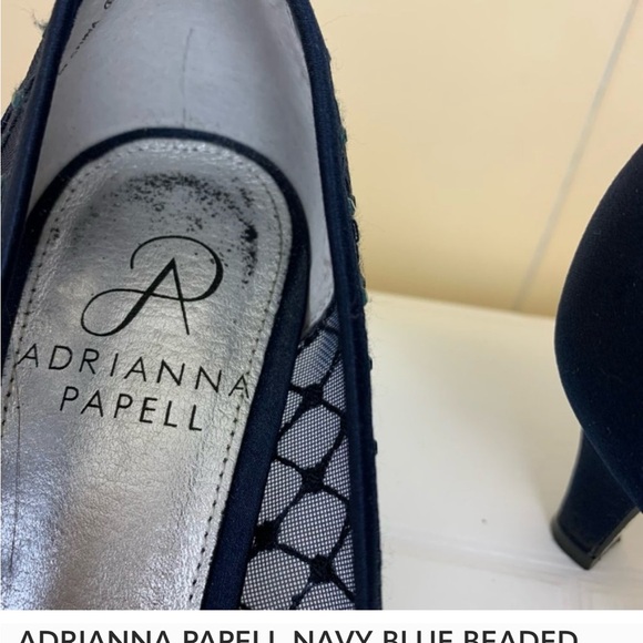 ADRIANNA PAPELL NAVY BLUE BEADED NET SHOE SIZE 6 - Picture 1 of 6